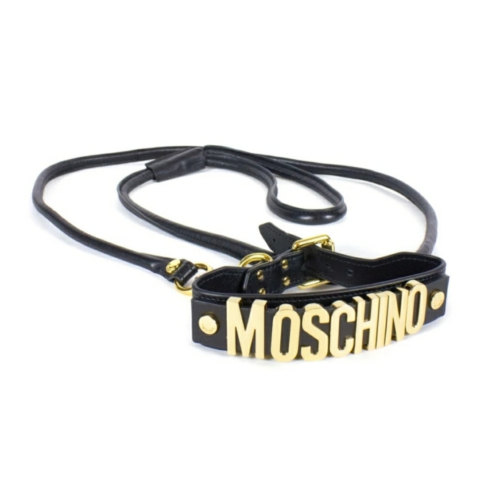 Moschino x H&M Gold and Leather Dog Collar